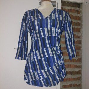 Boss Hugo Boss Top Ruched 3/4 Sleeves Multi Size M Med L Large